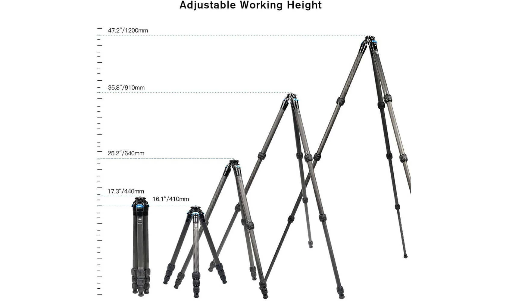 SIRUI AM-254 Carbon Fiber 4-Section Medium Camera Tripod Leg - Image 11