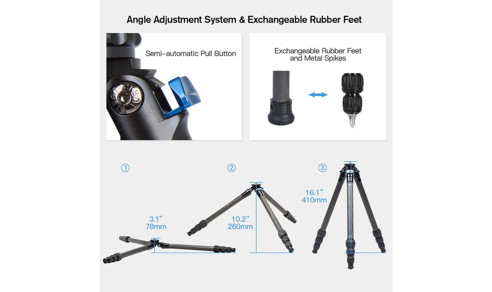 SIRUI AM-254 Carbon Fiber 4-Section Medium Camera Tripod Leg - Image 9